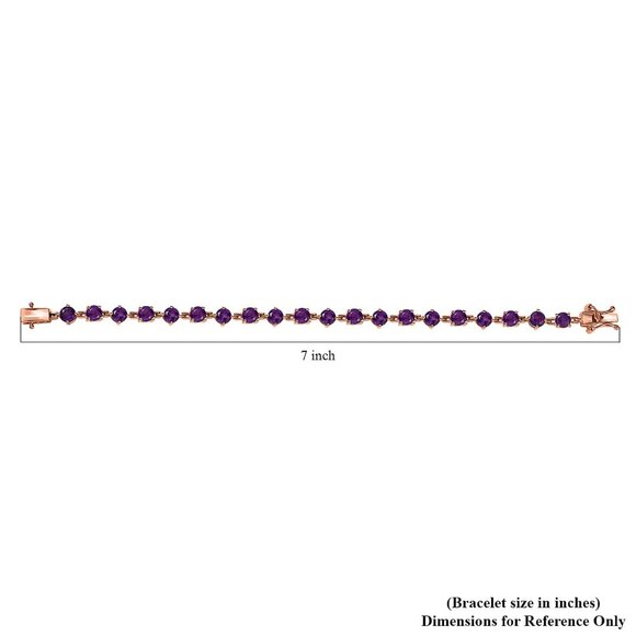 Bracelet Amethyst 9.50 ctw Tennis Bracelet in 18K Rose Gold Plated 7.25 inches - Picture 4 of 4